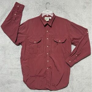 Travel Smith Men's Button Up Shirt Size Large Rust Color Rip Stop LS Outdoors